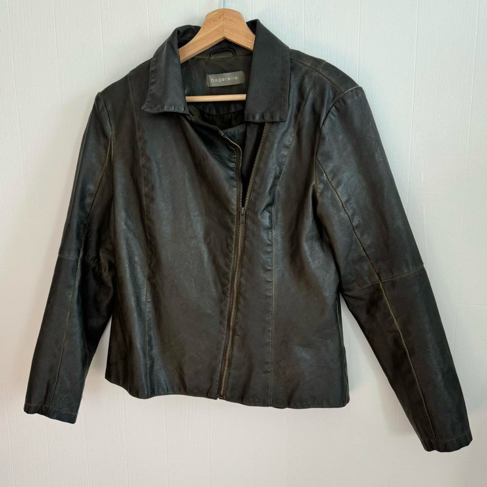 Bagatelle faux leather asymmetrical zip up jacket